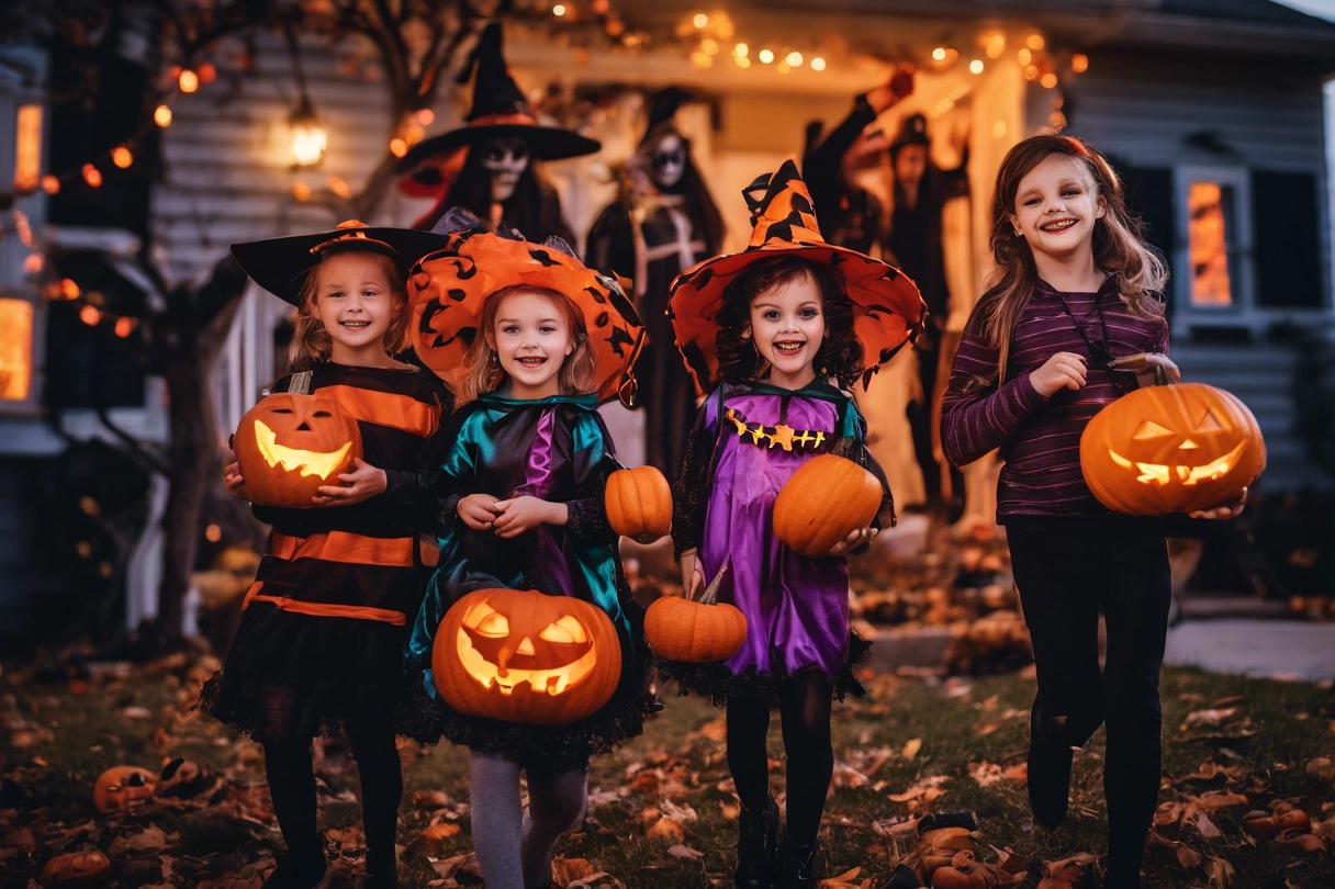niños celebrando halloween